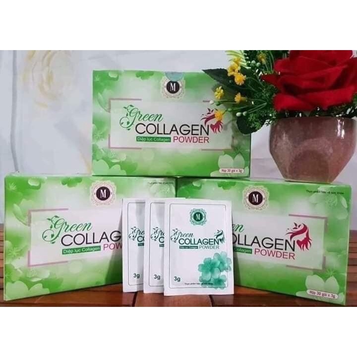 Diệp lục collagen green collagen chính hãng  hỗ trợ làm đẹp da hết mụn giảm thâm nám mờ tàn nhang