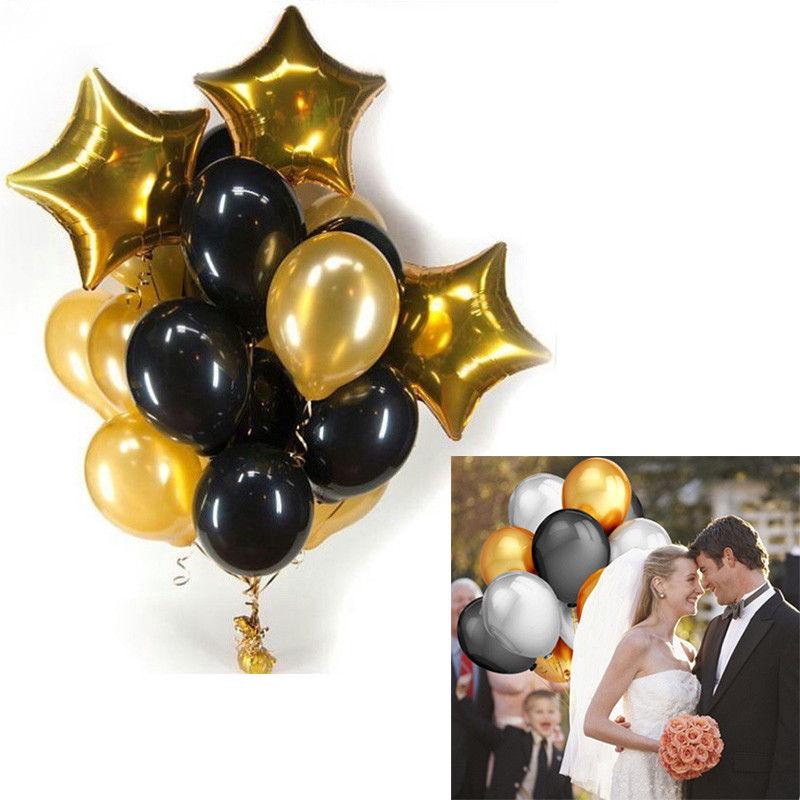 Bong Bóng Cao Su Màu Vàng Đen 18 '' 13 Cái / lot 12 ''