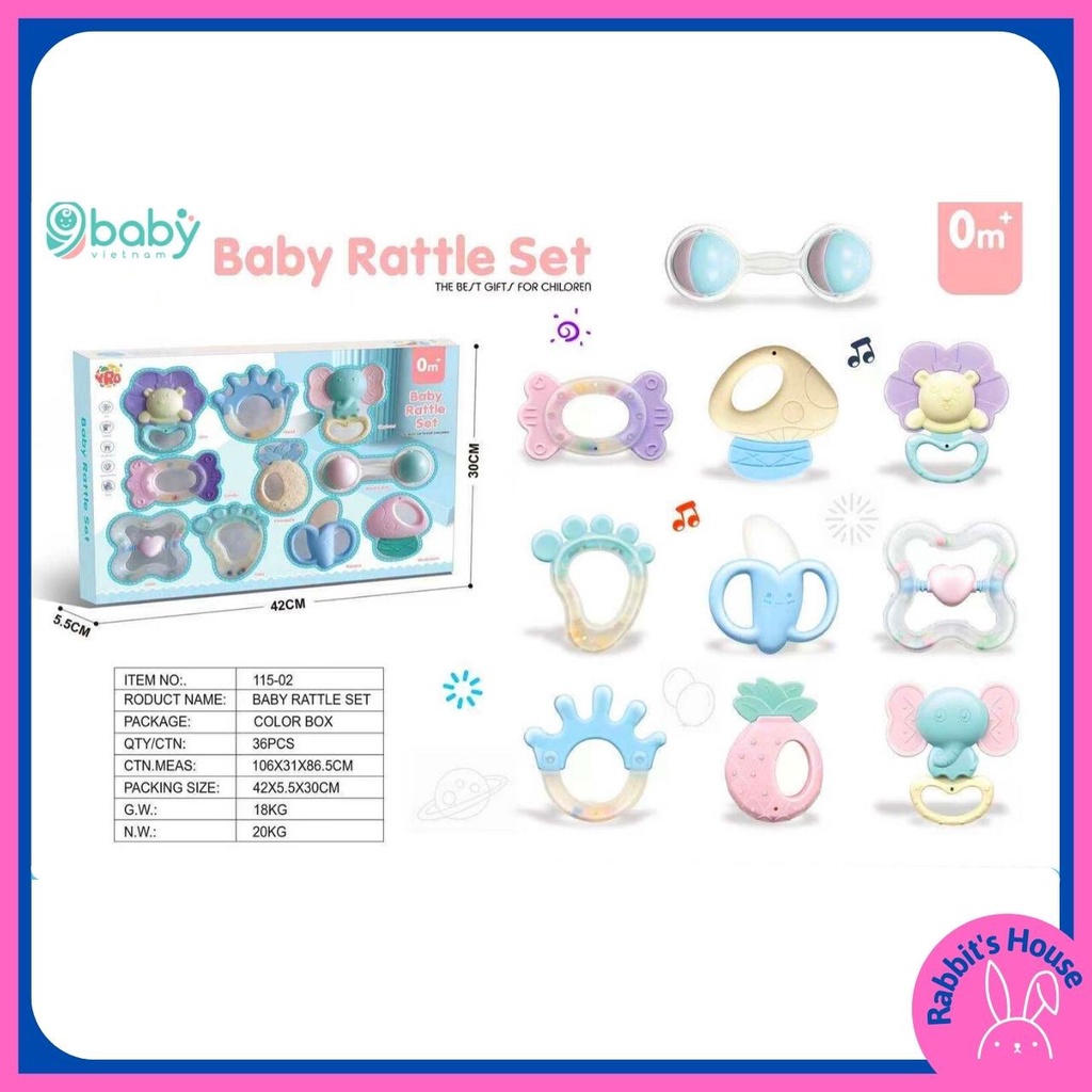 Set 10 món đồ chơi xúc xắc gặm nướu cho bé 9 BABY