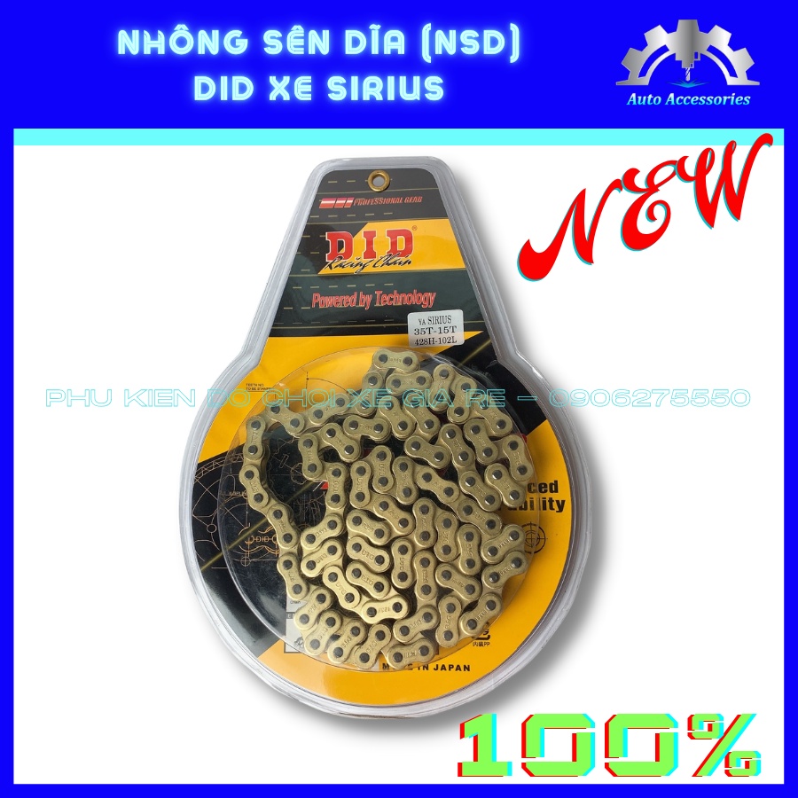 Nguyên Bộ Nhông Sên Dĩa (NSD) DID xe SIIRIUS, màu Vàng như Hình, Đẹp mắt, lắp đặt như Zin xe, Chất Liệu Sản Phẩm tốt