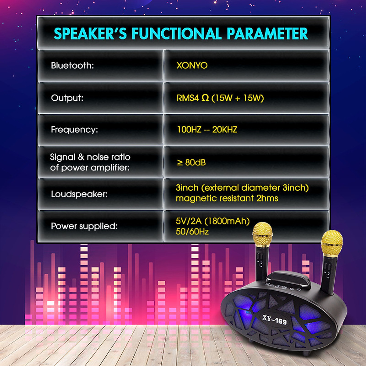 Loa Bluetooth Karaoke XY-169 kèm 2 mic không dây