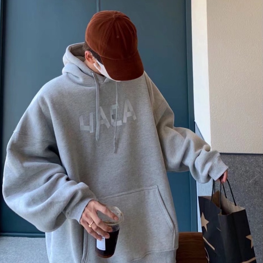 Áo khoác hoodie dáng rộng in chữ trẻ trung thời trang cho nam