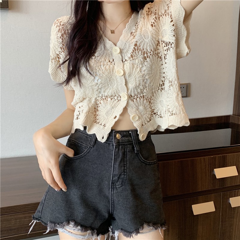 💕 Áo ren lưới hoa mặt trời, áo cardigan cao cấp 💕 | BigBuy360 - bigbuy360.vn
