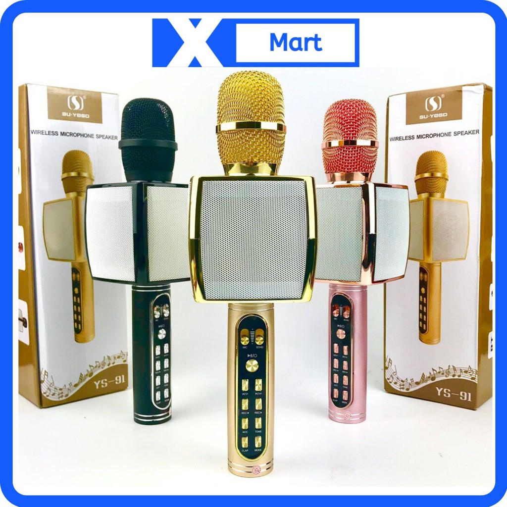 Micro Karaoke Blueooth Su-YoSD YS91 cao cấp - Micro không dây hát karaoke trên điện thoại kèm loa bluetooth