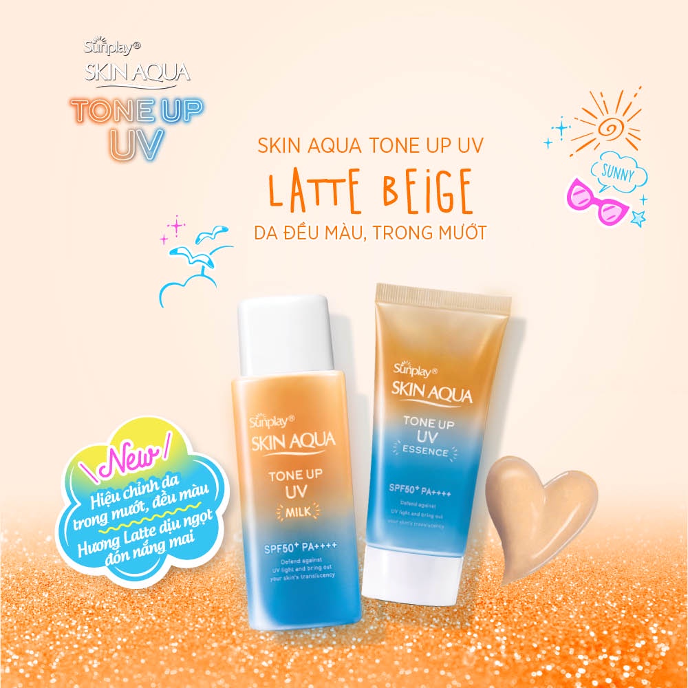 Sữa chống nắng hiệu chỉnh sắc da Sunplay Skin Aqua Tone Up UV Milk SPF50+ PA++++ 50g - LATTE BEIGE
