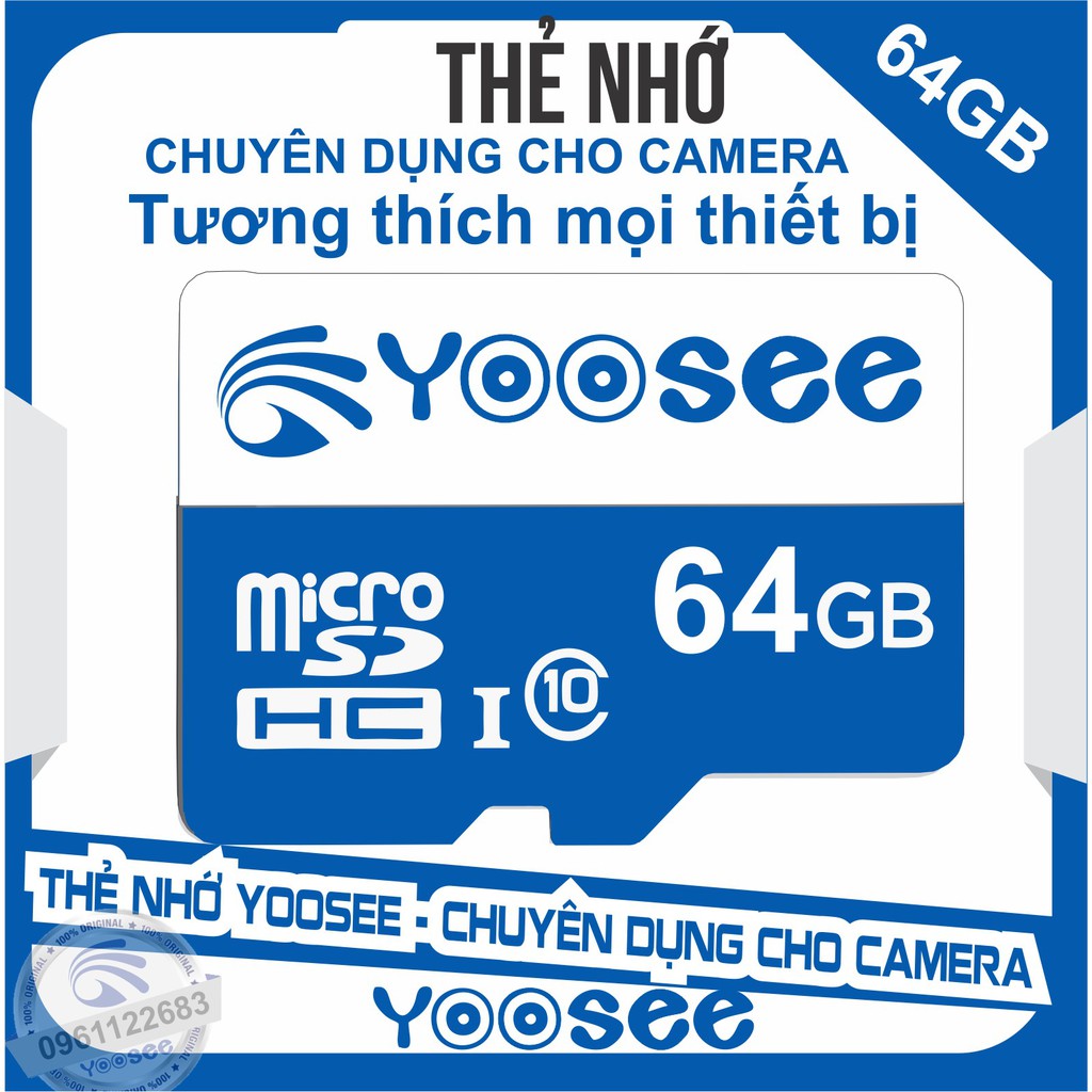 [Mã ELCACOIN08 hoàn đến 100k xu]Thẻ nhớ YooSee chính hãng - 64GB tốc độ cao C10