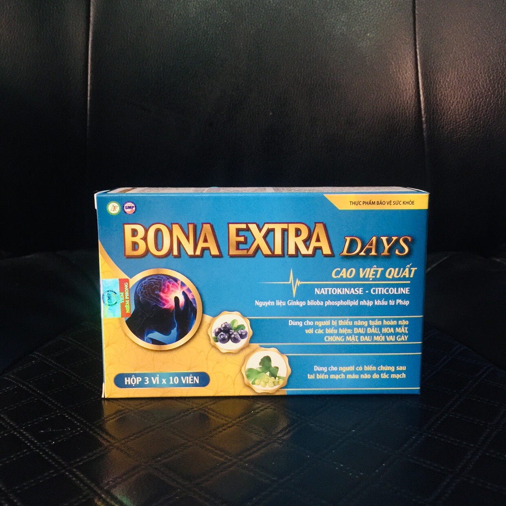 BONA EXTRA DAYS &amp; NIGHT chứa Ginkgo biloba, Viên uống hỗ trợ hoạt huyết, tăng cường tuần hoàn máu não Hộp 5 vỉ x 10 viên