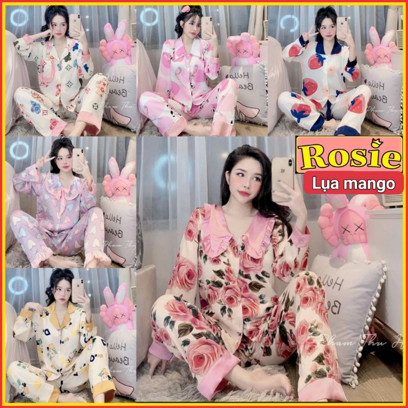 [Lụa Mango p2] Bộ ngủ nữ pijama lụa Mango tay dài  <58kg