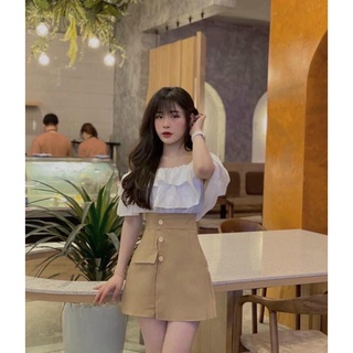 Set áo bẹt vai bèo+ chân váy