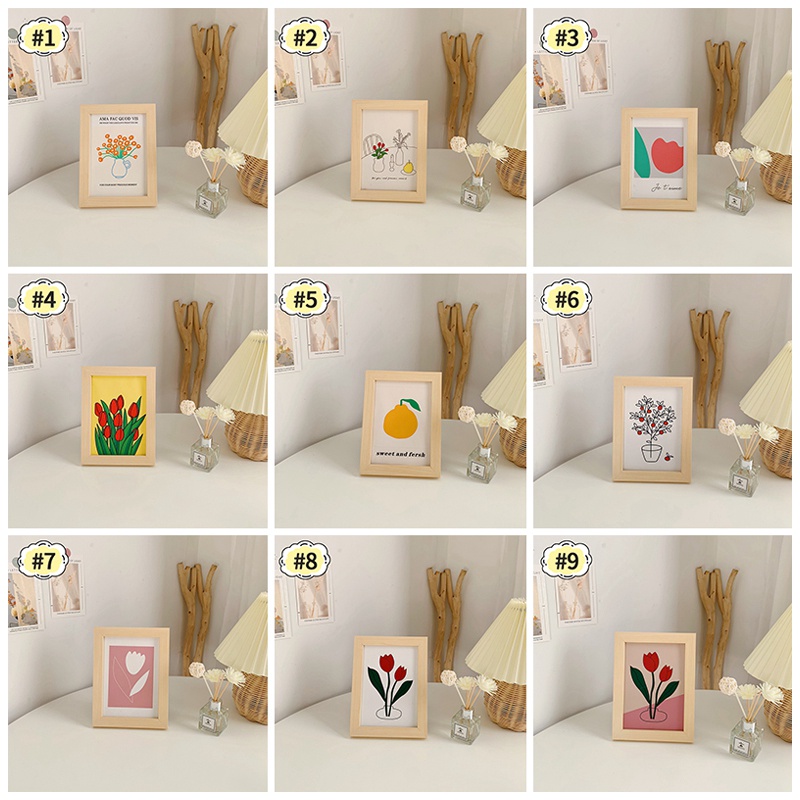 Tranh vải canvas kèm khung tranh bằng gỗ thiết kế đơn giản để bàn trang trí
