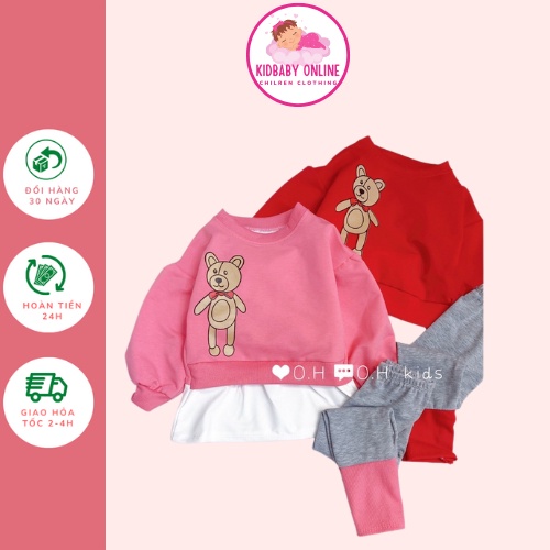 Bộ nỉ da cá cho bé gái hàng Quảng Châu siêu mềm mịn K035