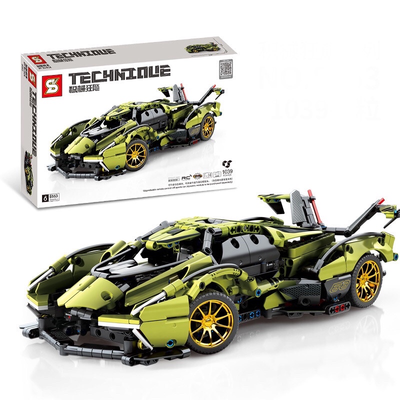 Đồ chơi xếp hình Non lego SY 8553 - Lắp Ráp Siêu Xe Lamborghini V12 Có Điều Khiển tỉ lệ 1:14 1039 Mảnh