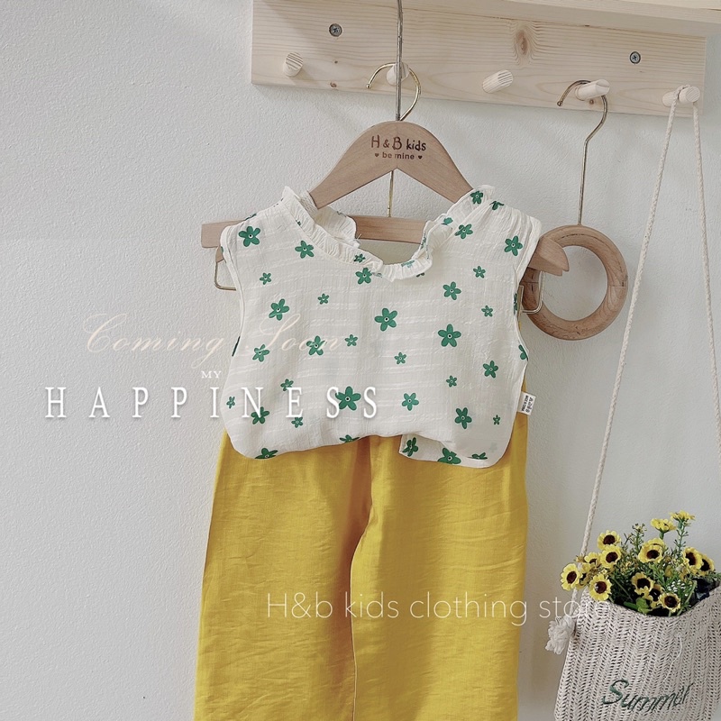 Sét áo hoa quần ống sớ chất đũi Helen cao cấp siêu xinh cho bé