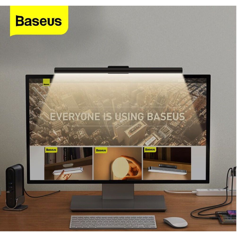 Đèn treo màn hình máy tính bảo vệ mắt Baseus i-Work Series pro 3 mầu ánh sáng - Đèn pixar học làm việc đọc sách