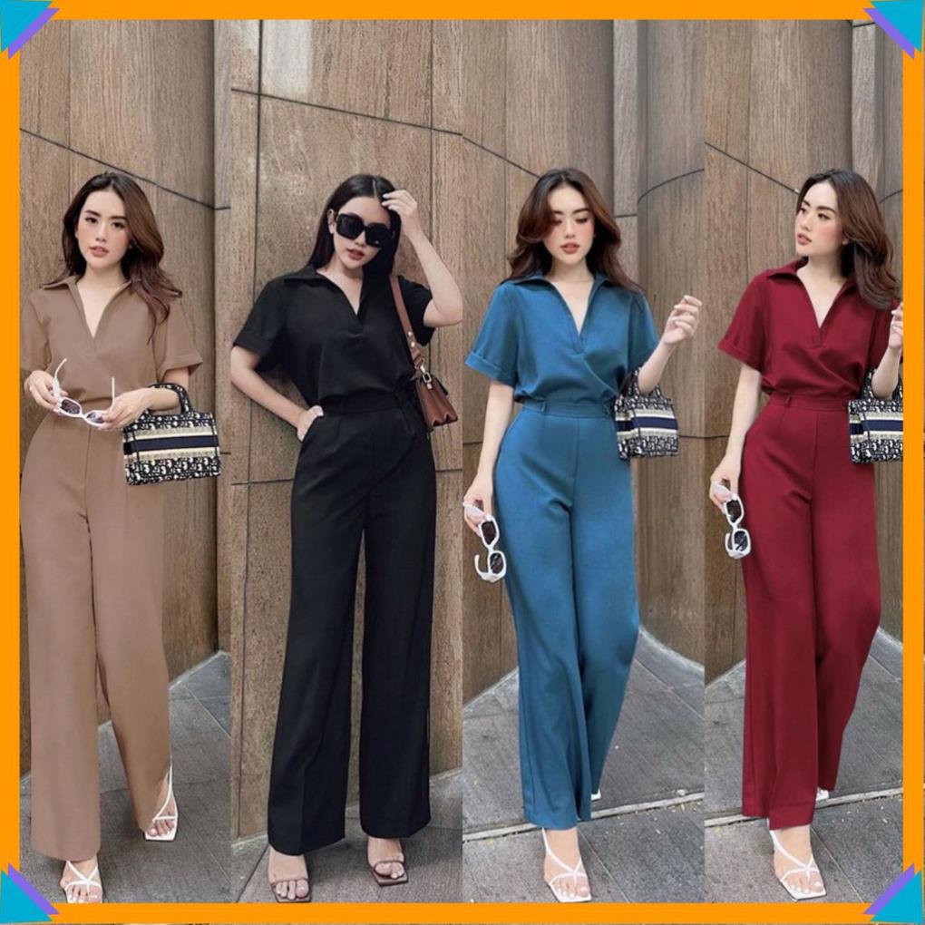SALE Set đồ nữ sang chảnh đẹp cá tính nguyên bộ áo sơ mi quần dài ống suông xinh xắn TJ1116