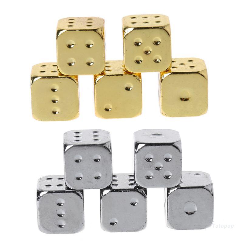 5 Xúc Xắc Kim Loại 13mm Màu Vàng / Bạc