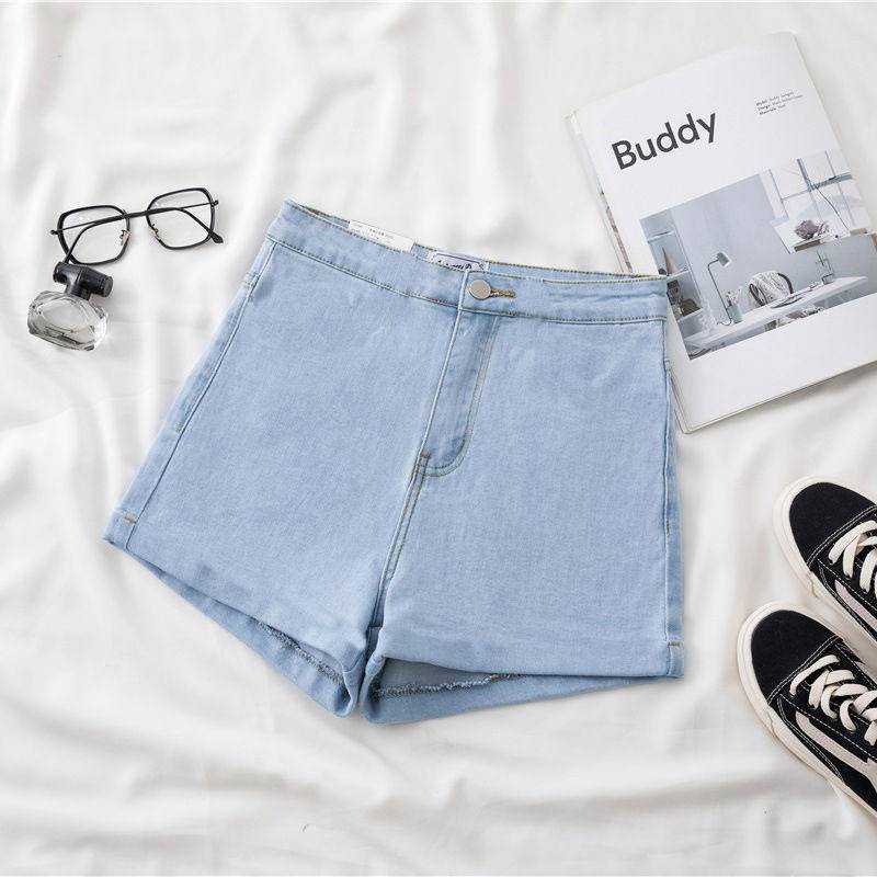 628# Quần Short denim Ống Rộng Lưng Cao Co Giãn Thời Trang Dành Cho Nữ
