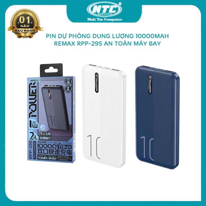 Pin dự phòng Remax RPP-295 Landon Series 10000mAh an toàn đi máy bay- tích hợp 2 input 2 output