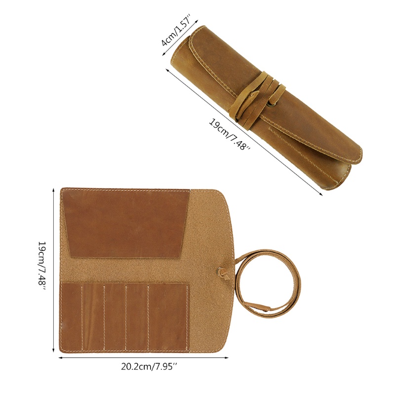 Túi Da Cuộn Đựng Cọ Trang Điểm Phong Cách Vintage