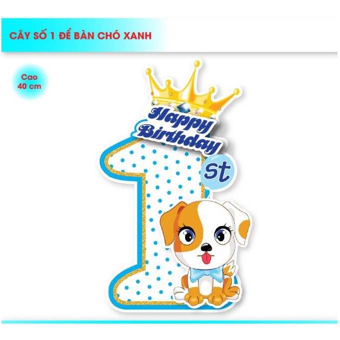 Cây số 1 cao 40cm trang trí bàn tiệc sinh nhật thôi nôi cho bé tuổi Chuột Phụ kiện trang trí bàn tiệc sinh nhật