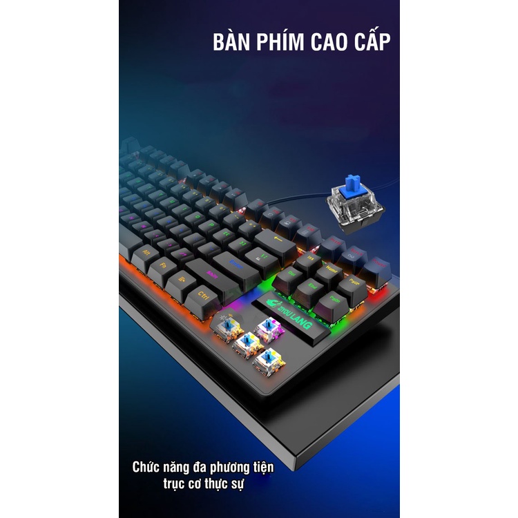 Bàn phím cơ K2 Pro Crack ZIYOULANG bản nâng cấp 2022 ánh sáng cầu vòng 7 màu, 10 chế độ nháy dành cho máy tính, laptop