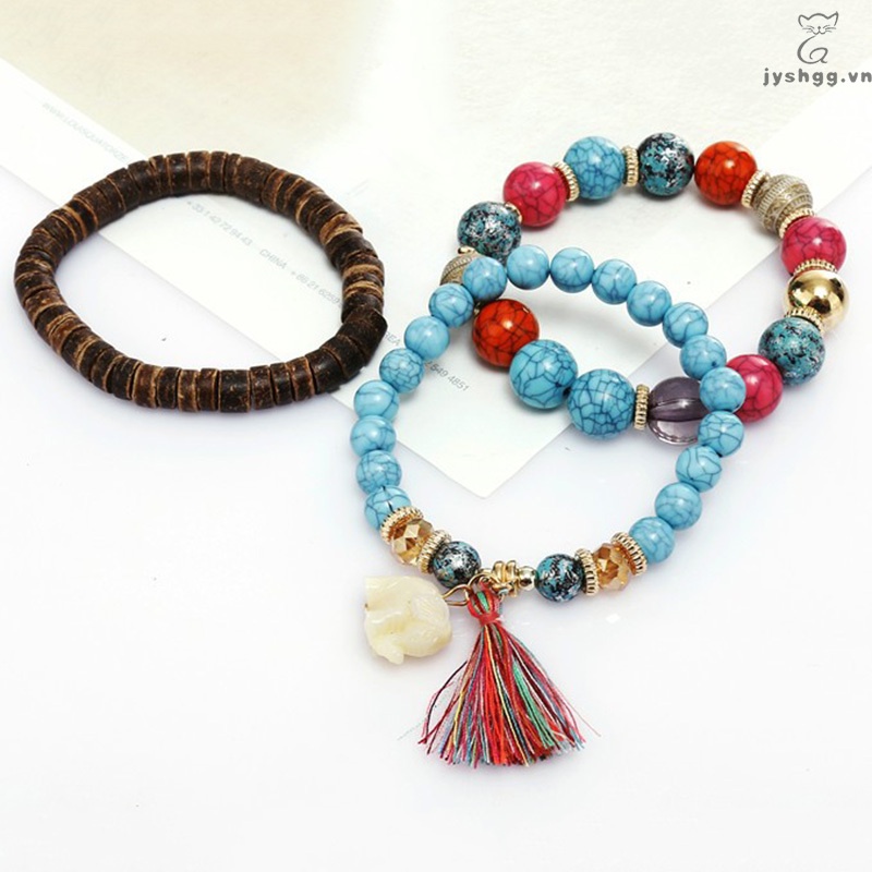 Set 3 Vòng Tay Chuỗi Hạt Nhân Vật Hoạt Hình Vintage Cho Nữ