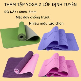 Thảm tập Yoga chống trượt 💖FREESHIP💖 định tuyến 6mm 8mm cao su 2 lớp cao cấp thấm mồ hôi cao cấp