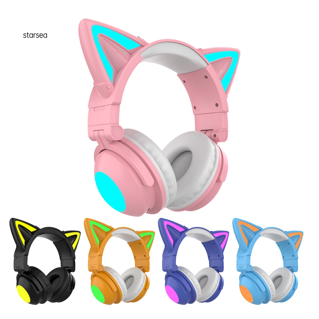 Tai nghe Bluetooth siêu nhẹ thiết kế hình tai mèo đáng yêu tiện dụng