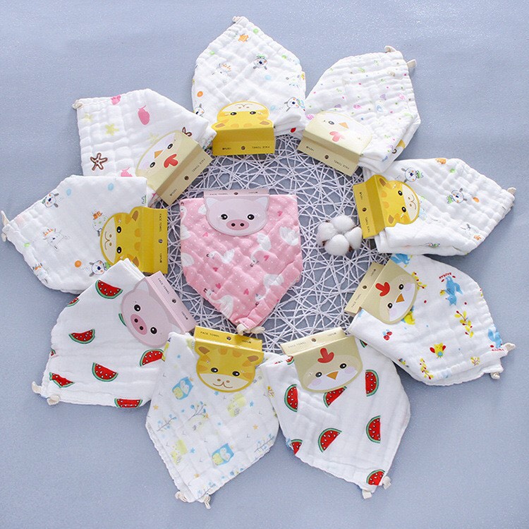 Khăn yếm tam giác cho bé, yếm xô cotton có cúc bấm cao cấp loại dày mềm mịn thoáng mát cho trẻ sơ sinh
