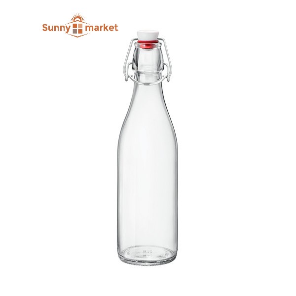 Chai thủy tinh nắp gài 500ml cao cấp, chai tròn nắp gài 500ml