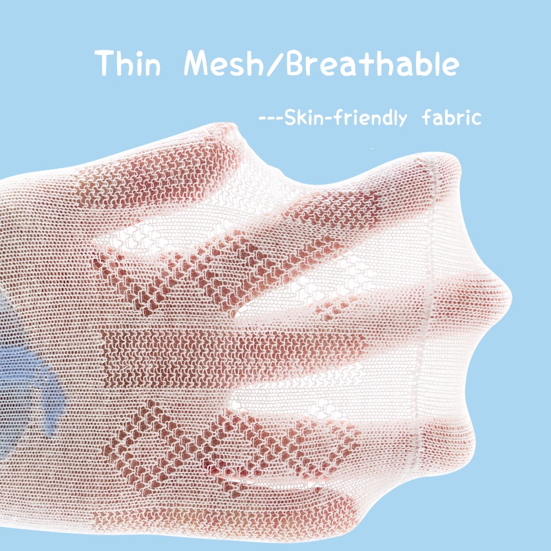 Set 5 đôi vớ cotton KokoroCare YSZ-09 phối lưới mỏng hình động vật hoạt hình thời trang 2022 cho trẻ em 1-12 tuổi S-XL