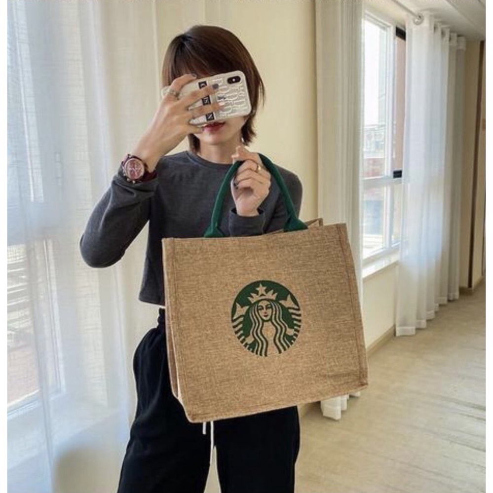 Túi Cói Đi Biển Đi Chơi STARBUC Phòng cách Hàn Quốc Tiện Lợi Sang Chảnh🍒FREESHIP🍒Túi Cói Du Lịch