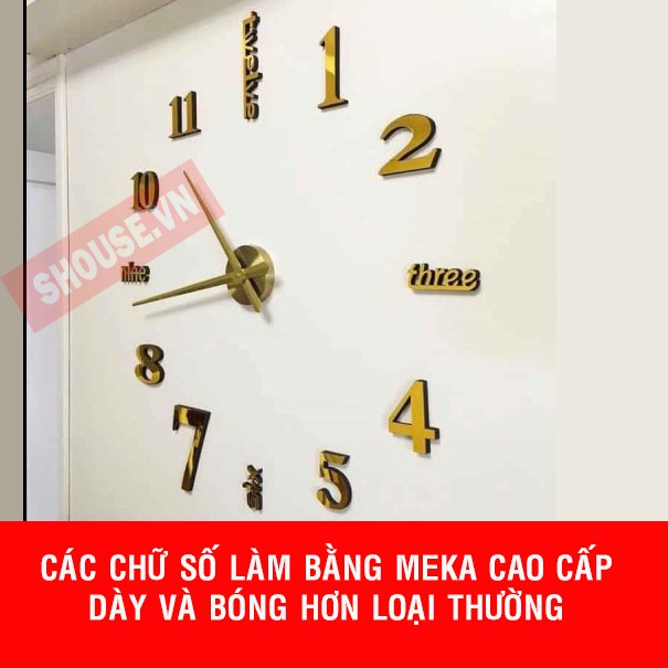 Đồng hồ treo tường trang trí dán tường 3D 2022 kim trôi độc đáo DIY cỡ lớn cao cấp hiện đại sang trọng cỡ lớn