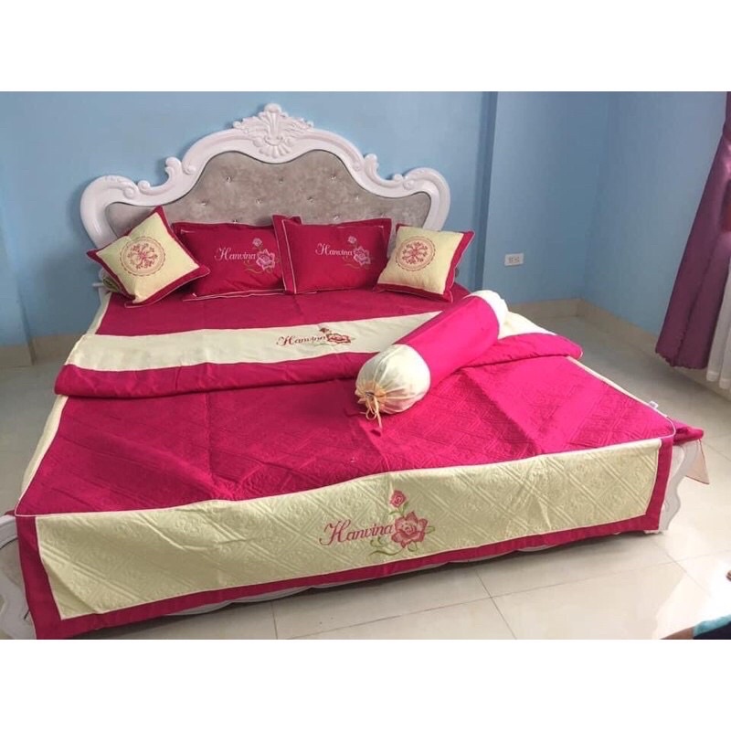 Bộ ga gối cotong satin gồm 1vỏ ga 2 vỏ gối đầu che phủ 3thành gường
