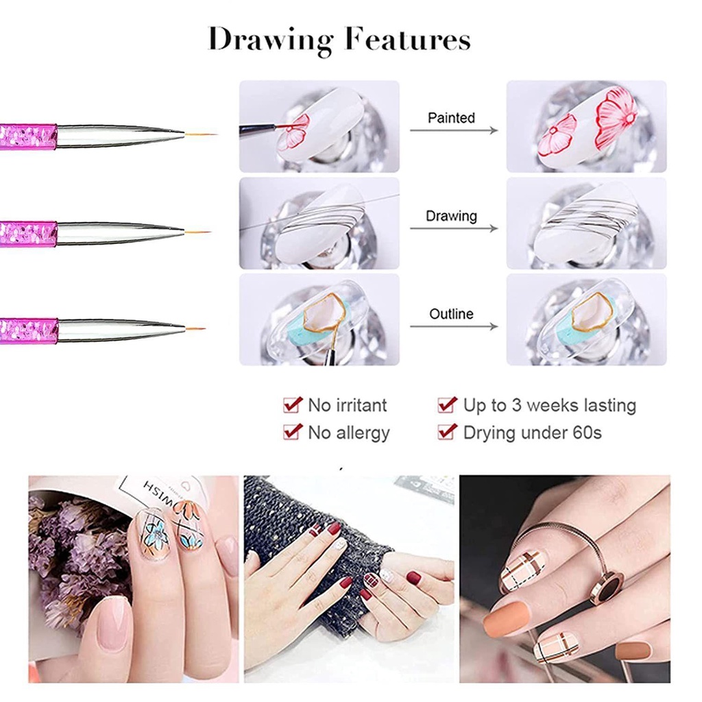 Cọ Vẽ Trang Trí Móng Tay Nghệ Thuật Bằng Acrylic Lấp Lánh