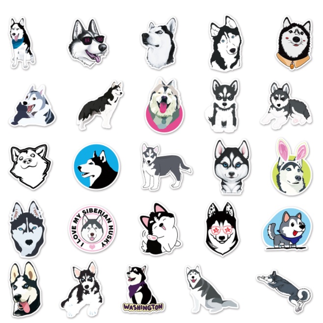 [50 Hình] Hình dán sticker Husky đáng yêu dán trang trí mũ bảo hiểm, điện thoại, laptop - DB.118