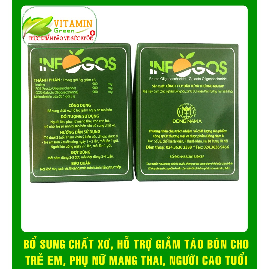 INFOGOS BỔ XUNG CHẤT XƠ, HỖ TRỢ ĐIỀU TRỊ RỐI LOẠN TIÊU HÓA, CHỐNG TÁO BÓN (30 gói)