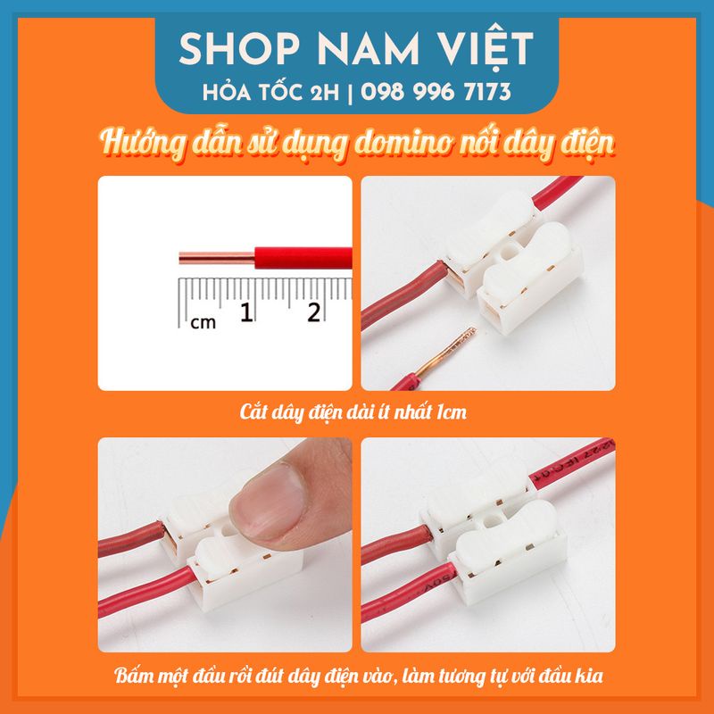Domino Nối Dây Điện Nhanh, Cút Nối Dây 2 Đầu Cách Điện CH-2