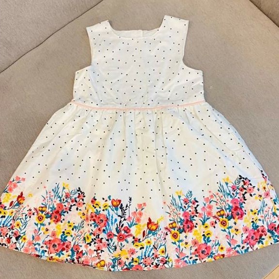 Váy Hoa Bé gái Primark vải thô lụa 2 lớp dư xịn trắng nền hoa siêu xinh phù hợp mặc đi chơi đi tiệc VNXK XanhHouse