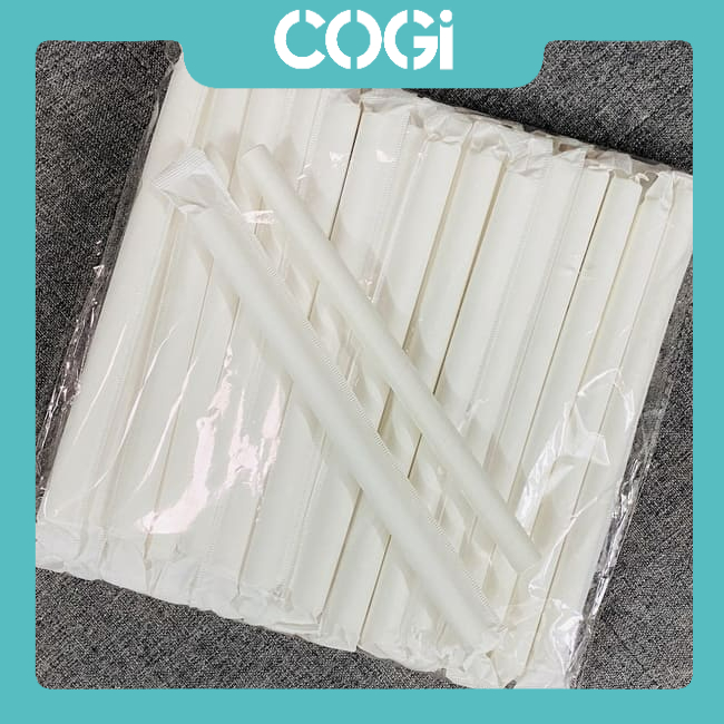6 ống hút giấy bọc màng dùng 1 lần chính hãng cogi nhiều kích thước k3
