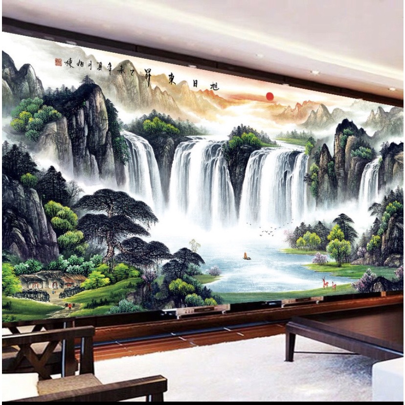 Tranh thêu chữ thập – Tranh phong cảnh thủy mặc 10
