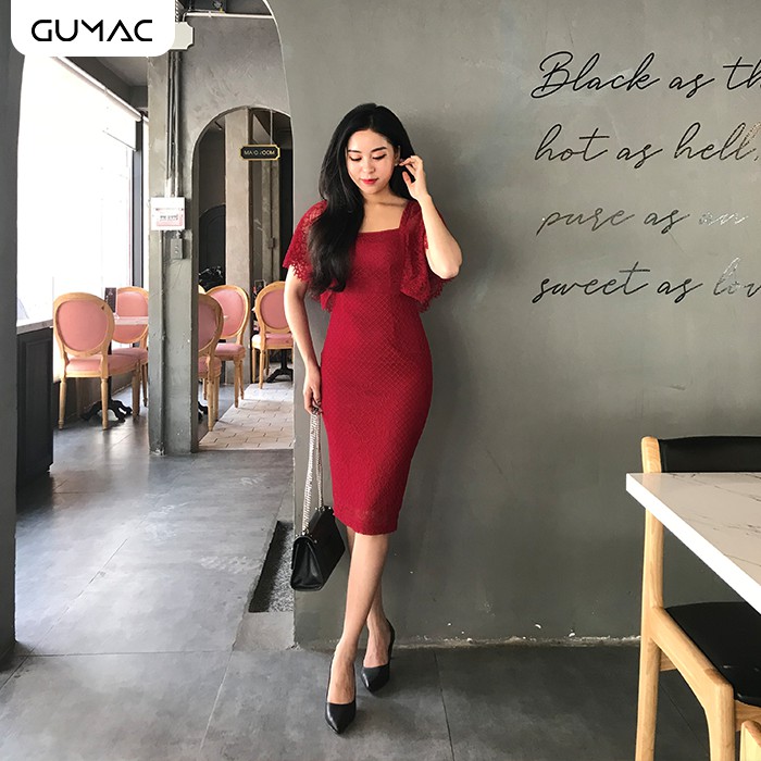 Đầm ren nữ tay dơi GUMAC MS12975_DO