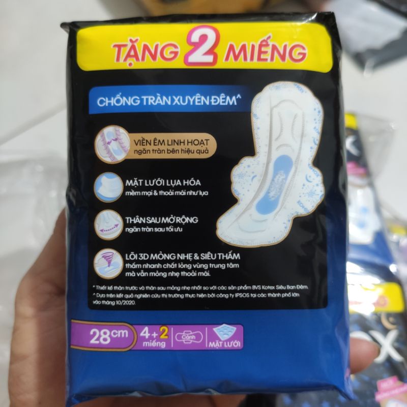 BĂNG VỆ SINH KOTEX SIÊU BAN ĐÊM 28cm/4miếng.