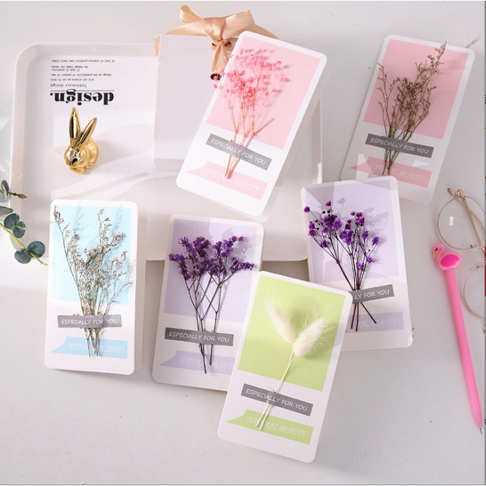 Thiệp hoa khô cao cấp quà tặng chúc mừng sinh nhật, tình yêu, ngày nhà giáo BAG U THIEPHOAKHO064