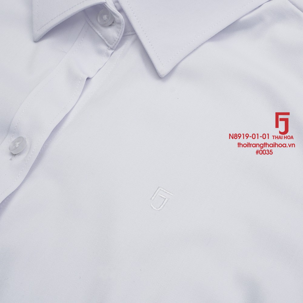 Áo sơ mi nữ Thái Hòa N8919-01-01 công sở ngắn tay, màu trắng, chất liệu sợi tre siêu thoáng khí, mát mẻ | BigBuy360 - bigbuy360.vn