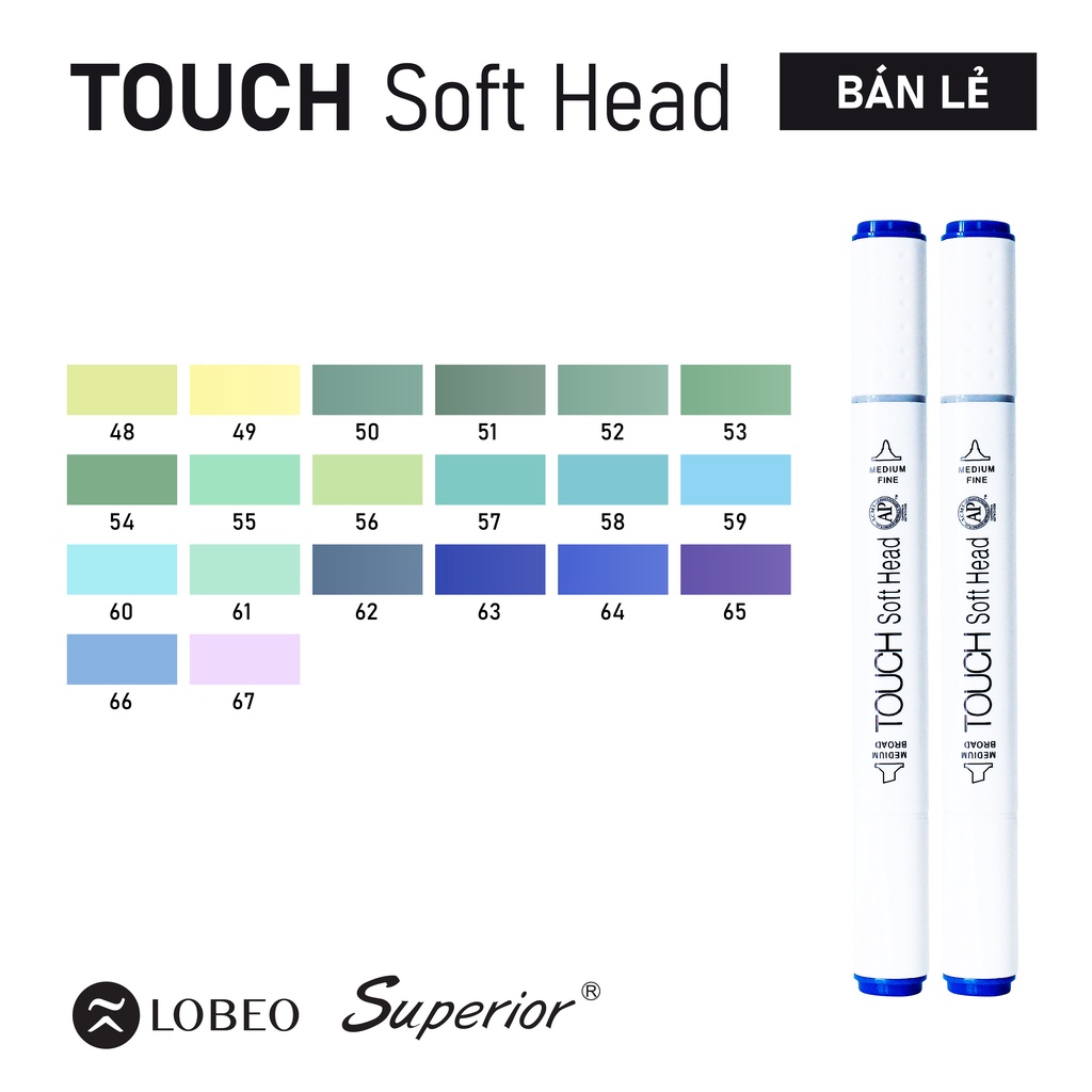 [Lỗ Store] Màu dạ TOUCH SOFT HEAD- Nhóm màu XANH TÍM