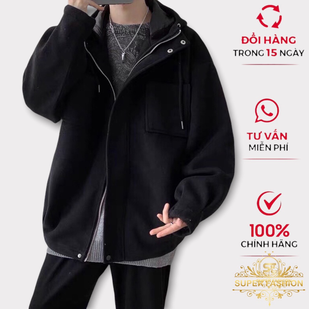 Áo khoác nam Hoodie cao cấp vải nỉ dày form chuẩn SUPER FASHION