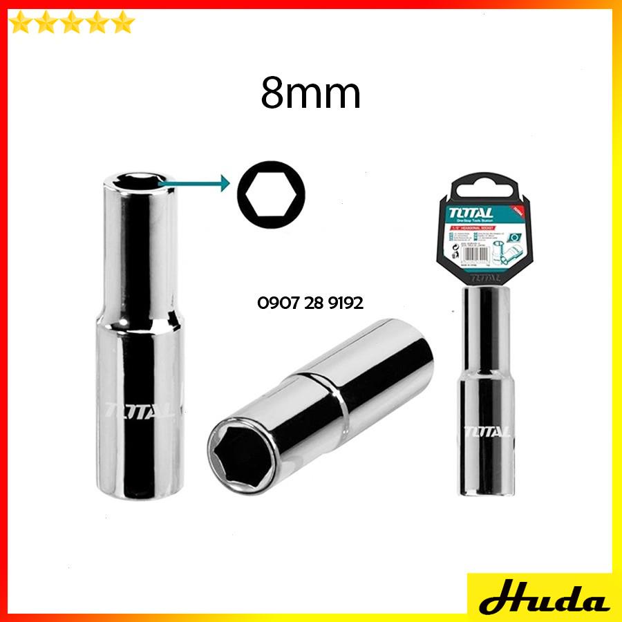 Đầu tiếp tuýp lục giác 1/2 inch đủ kích cỡ Total đầu khẩu thép Cr-V siêu cứng chống rỉ sét mở bulong ốc