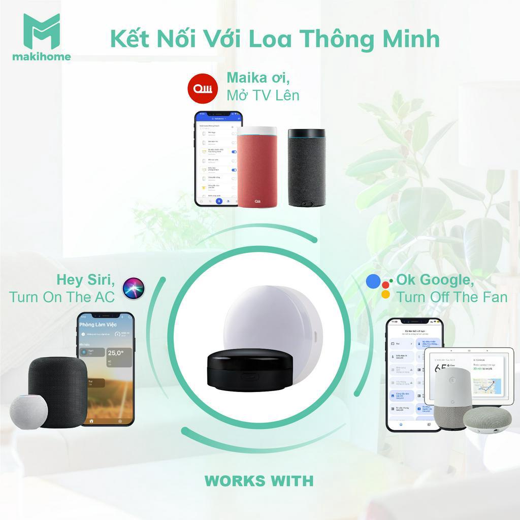 Thiết bị điều khiển điều hòa bằng giọng nói tiếng việt Makihome, tương thích Homekit, Google Home