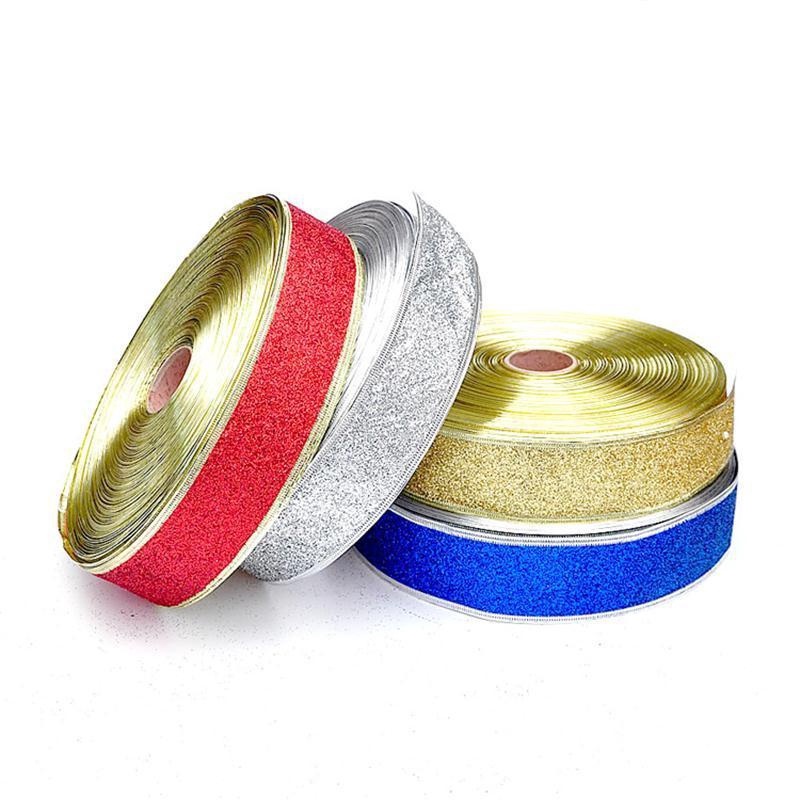 Cuộn Dây Ruy Băng 2M Màu Vàng / Bạc Lấp Lánh Trang Trí Cây Thông Giáng Sinh
